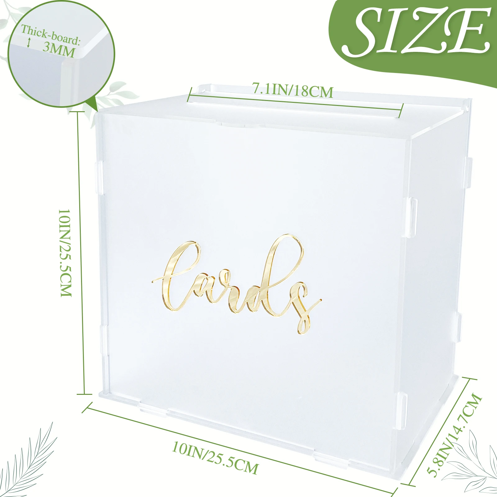 PartyWorld Acrylic Wedding Card Box Frosted Gift Box with String Light Urn Box for Wedding Reception