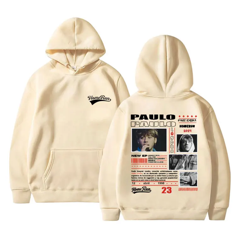 Rapper Paulo Londra Homerun Album Graphic Hoodie Men Women Fashion Hip Hop Oversized Sweatshirt Male Vintage Harajuku Streetwear