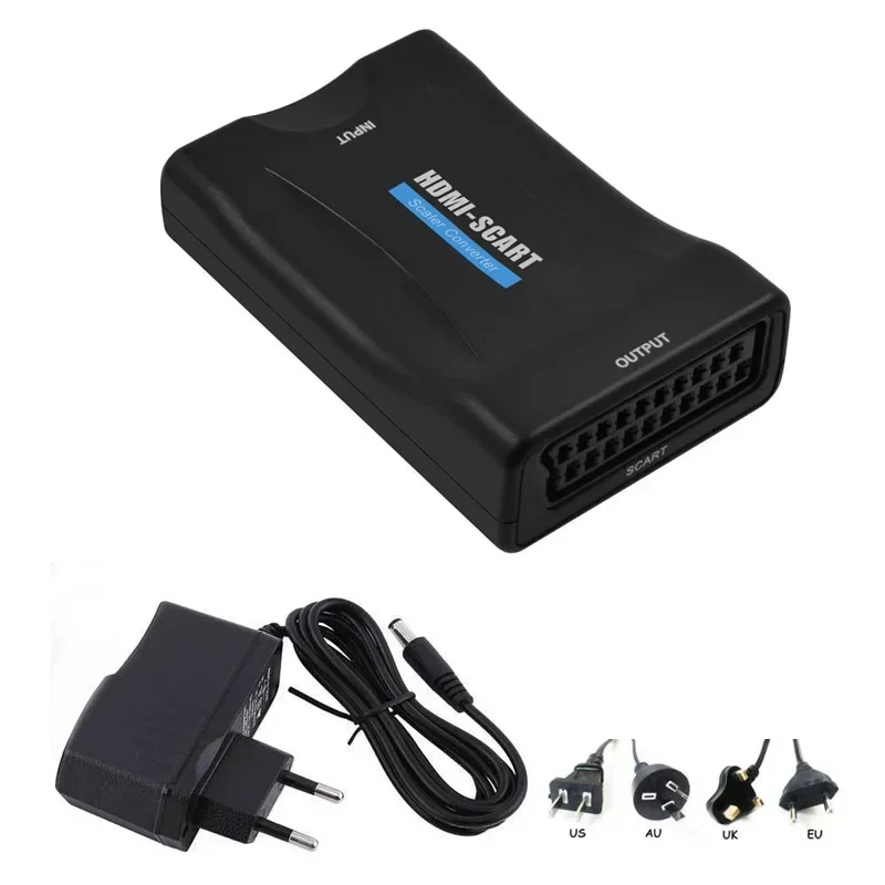 HD 1080P Input HDMI-compatible To SCART Output Audio Video Converter Upscale Adapter Box For HDTV DVD SKy PS3 MHL Smart Phone