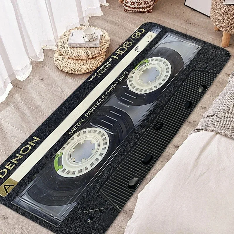 Rug for Bedroom Vintage Cassette Music Tape Bathroom Mat Anti Slip Hallway Veranda Sleeping Room Floor Carpet Funny Doormat