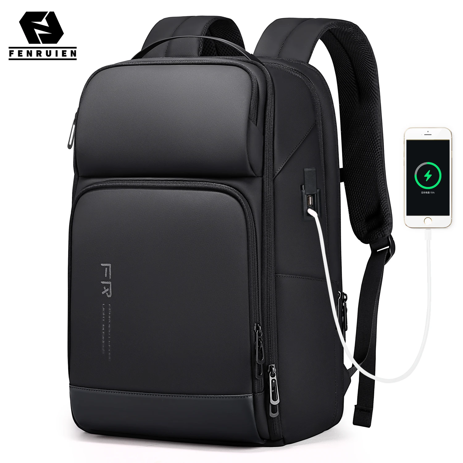 Fenruien Business Waterproof Backpacks USB Charging Men Backpack Fit 15.6 Inch Laptop Travel 35L Large Capacity Backpack