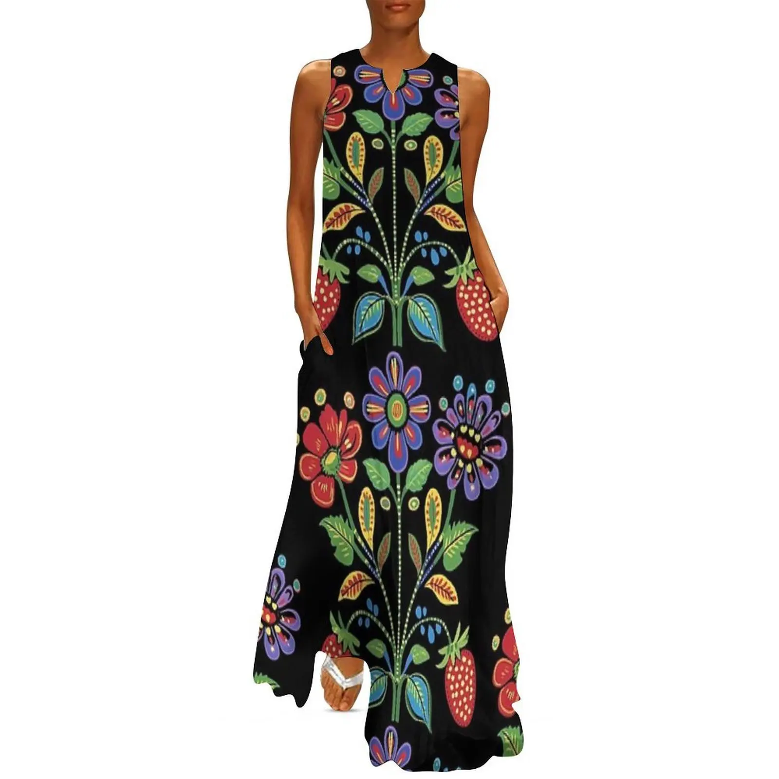 

Anishinaabe Floral With Ojibwa flowers Long Dress women's summer dress 2025 dress party evening elegant luxury celebrity
