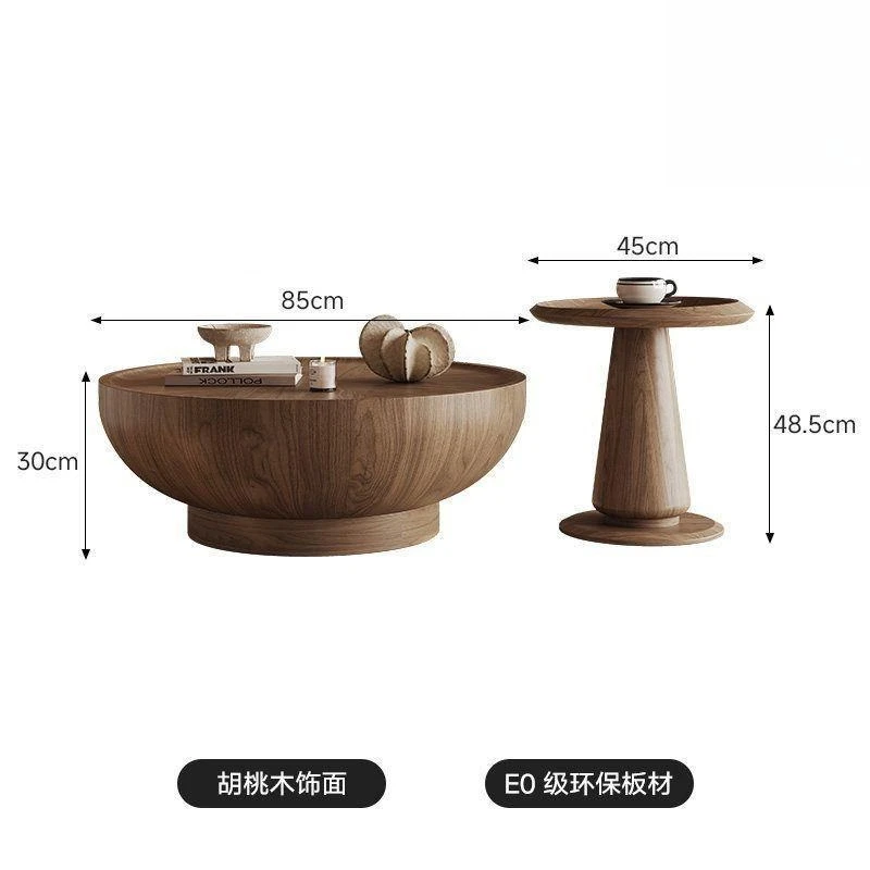 Medieval style round coffee table household small apartment living room light luxury creative Chinese retro high-end simple