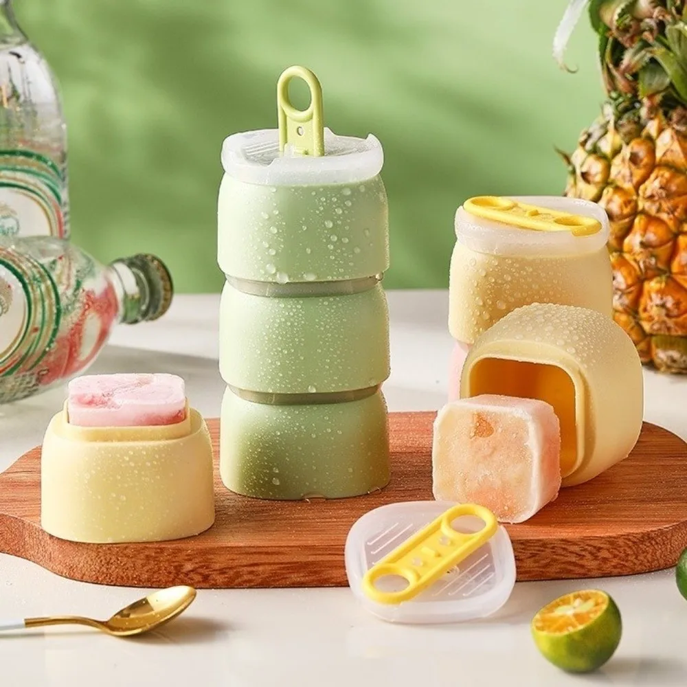 Practical Food Grade Silicone Ice Cube Mold with Cover Large Capacity Ice Cube Mold Square Non-stick Press Ice Cube Box Home Bar