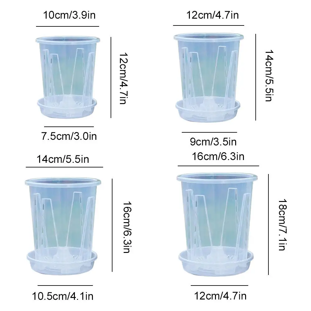 12-18cm Pflanzentopf Transparent Verdickt Große Kapazität Atmungsaktiv DIY Pflanzen-Kunststofftopf Durchlässiger Hoher Blumentopf Gartenzubehör – Detail 16
