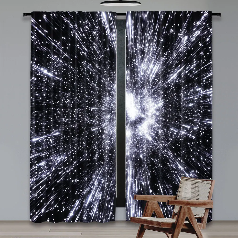 2Pcs Universe Galaxy Star Flying Speed Curtain Galaxy Universe Science Curtain For Bedroom Living Room Dorm