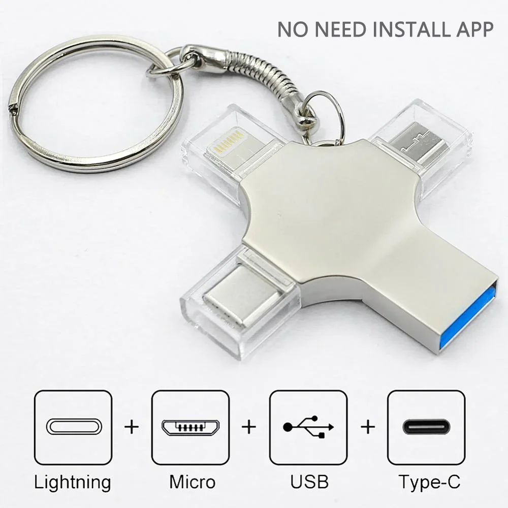 Cross OTG USB Flash Drive 4 in 1 iOS Micro USB For Smartphone Tablet Computer Lightweight 265 512gb pendrive memory stick