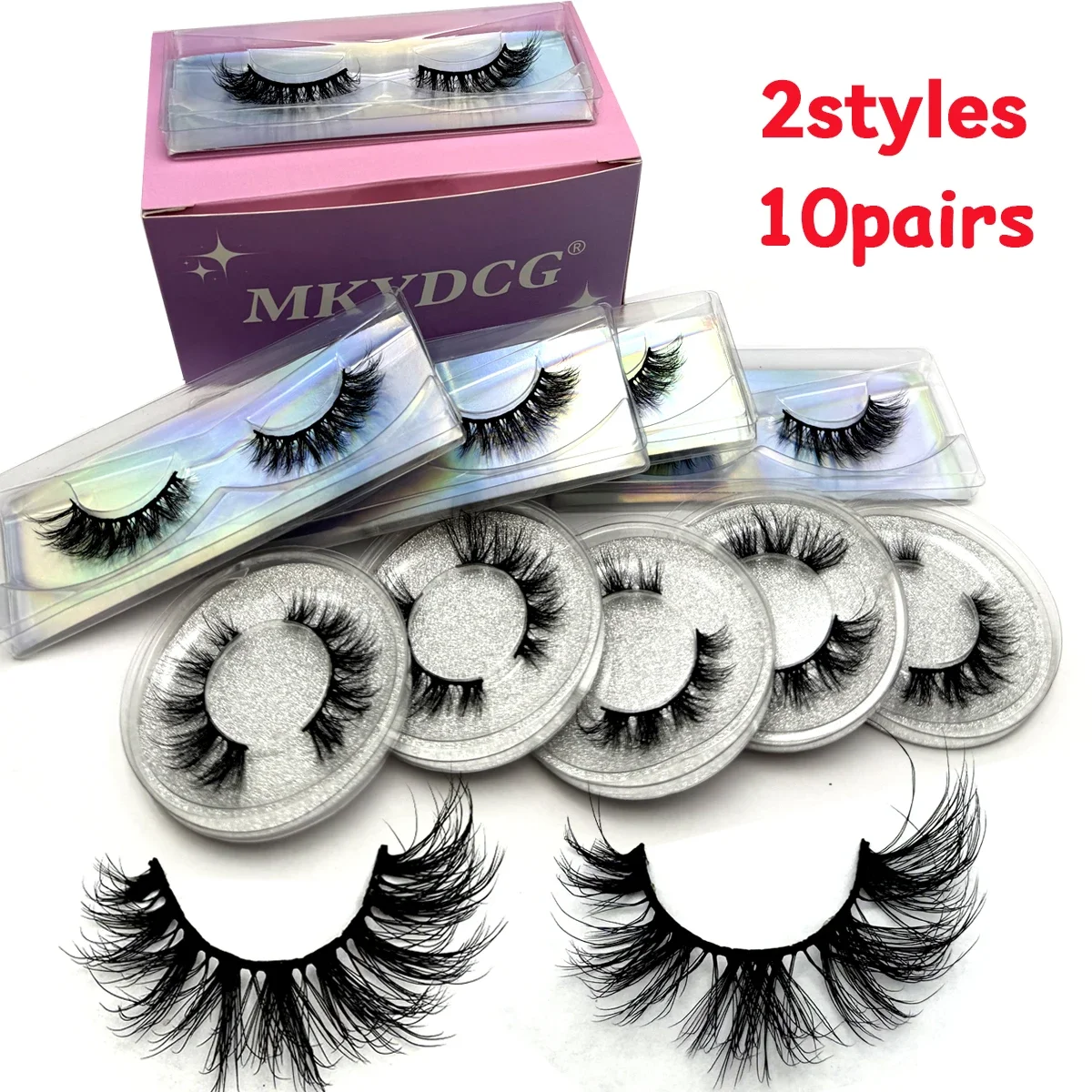 16 Pairs 3 Styles Wispy Faux Mink False Eyelashes Mixed Dramatic Thick Curled Fluffy Strip Lashes Multipack for Eyes Makeup Sets