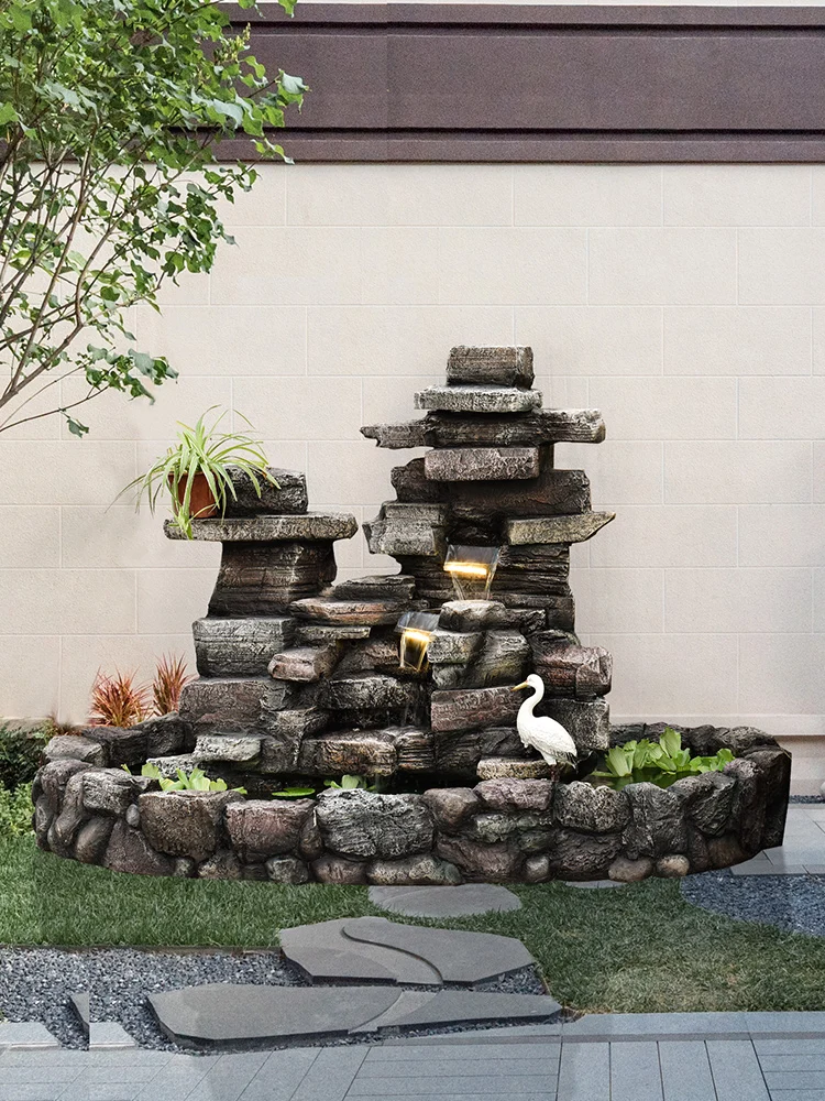 Garden super-large rockery decoration lucky mountain running water fountain fish pond living room courtyard Feng Shui wheel