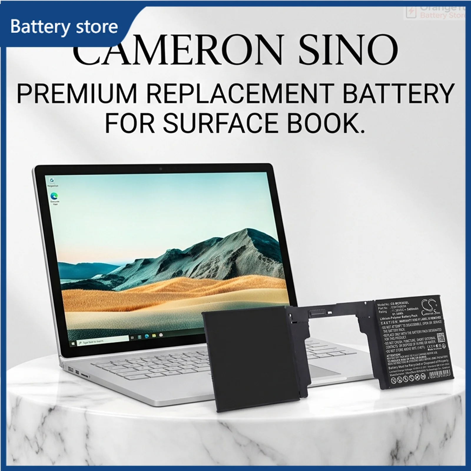 Replacement 11.36V 5400mAh Laptop Battery for Microsoft Surface Book 3 15 Inch G3HTA063H