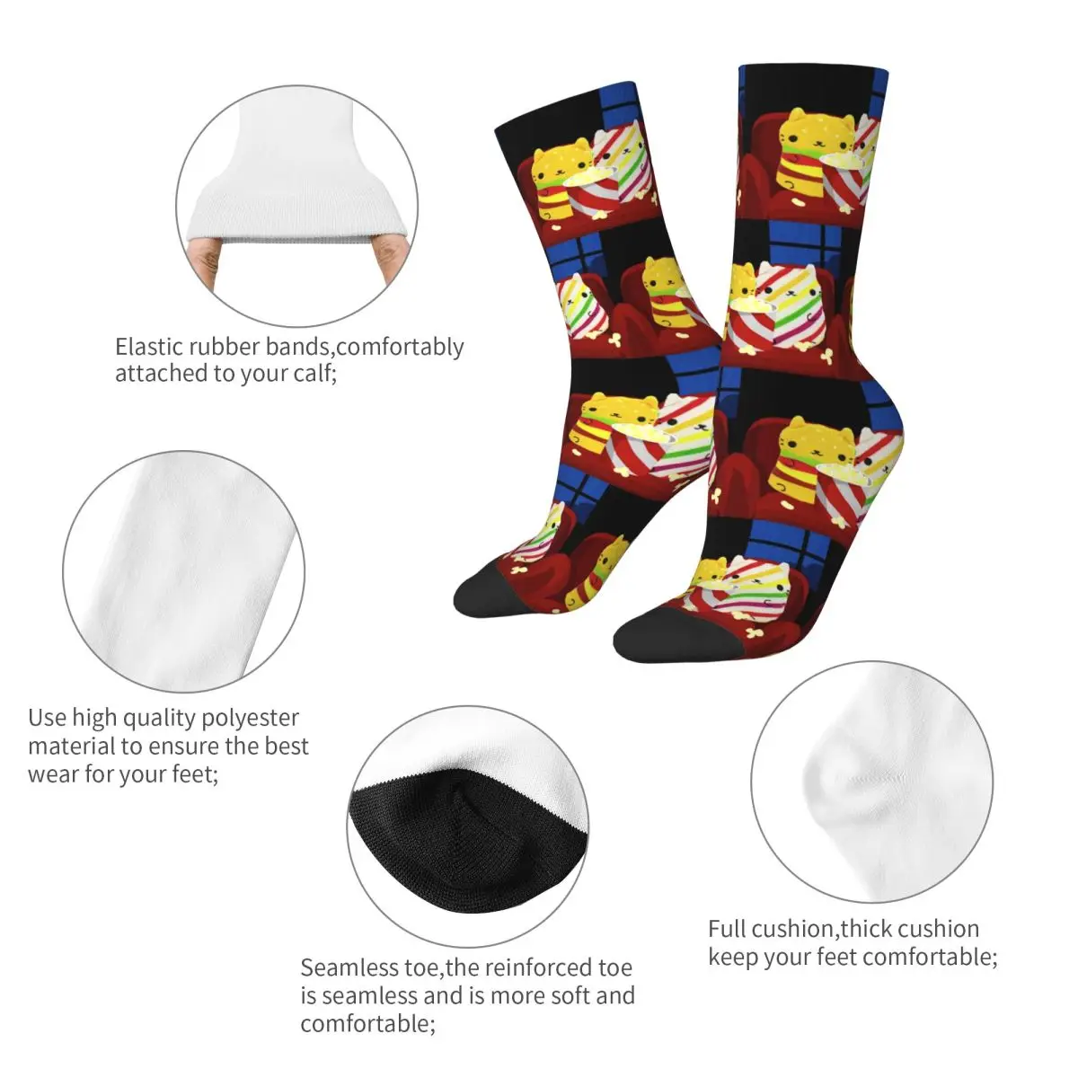猫対ピクルスソックス原宿高品質ストッキングオールシーズンロングソックスアクセサリーユニセックスクリスマスギフト用