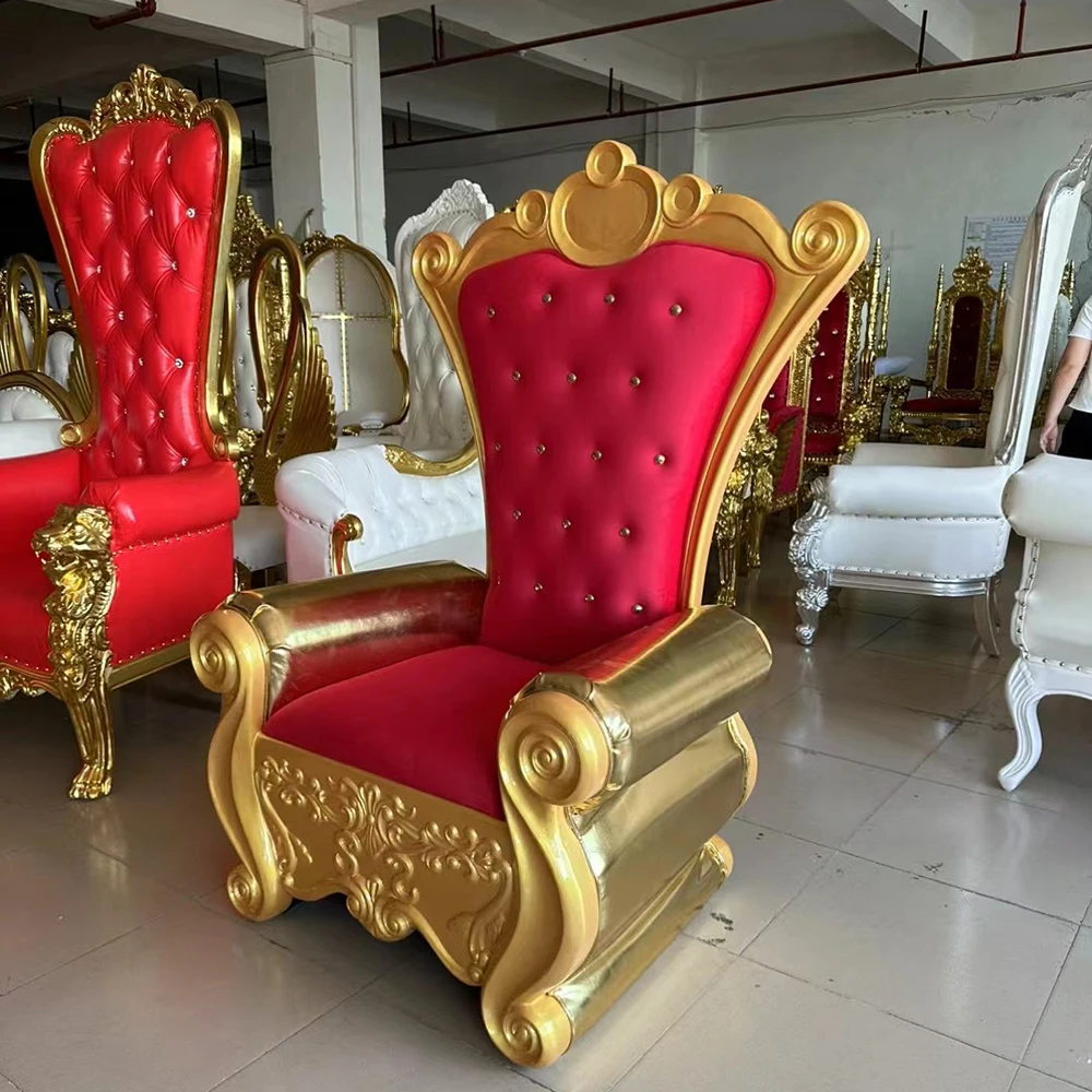 Hot Selling High-Back King And Queen Golden Throne Chair Royal King Wedding Chairs Events Throne Chair