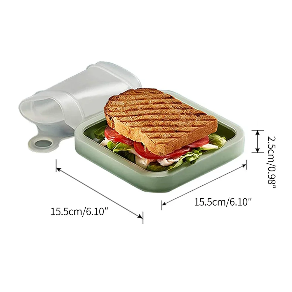 Reusable Silicone Sandwich Box Portable Sandwich Toast Bento Box Eco-Friendly Lunch Food Container Microwavable Dinnerware