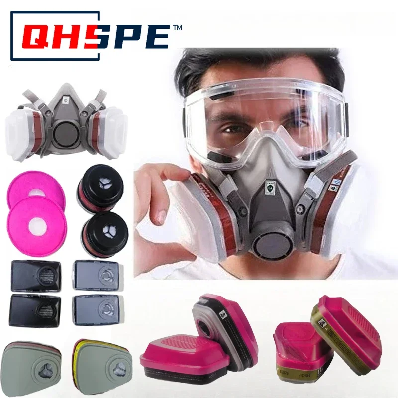 

6200 Chemical Half Face Dustproof Respirator Industrial Painting Spraying Gas Mask with Protective Fog-proof Glasses Safety Work