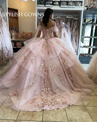Pink Sweetheart Ball Gown Quinceanera Dresses Bead Celebrity Party Gowns Sequin Graduation Vestido De 15 Anos Robe De Customized