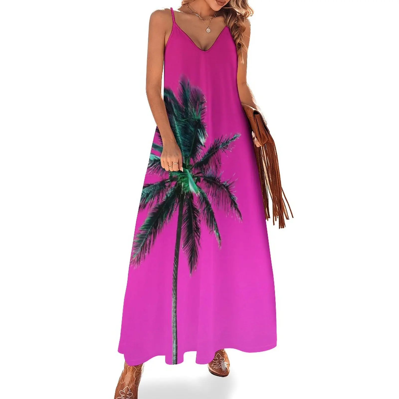 

Pink Palm Puerto Rico Sleeveless Dress summer dresses Women's dress Party dresses dresses summer woman 2023