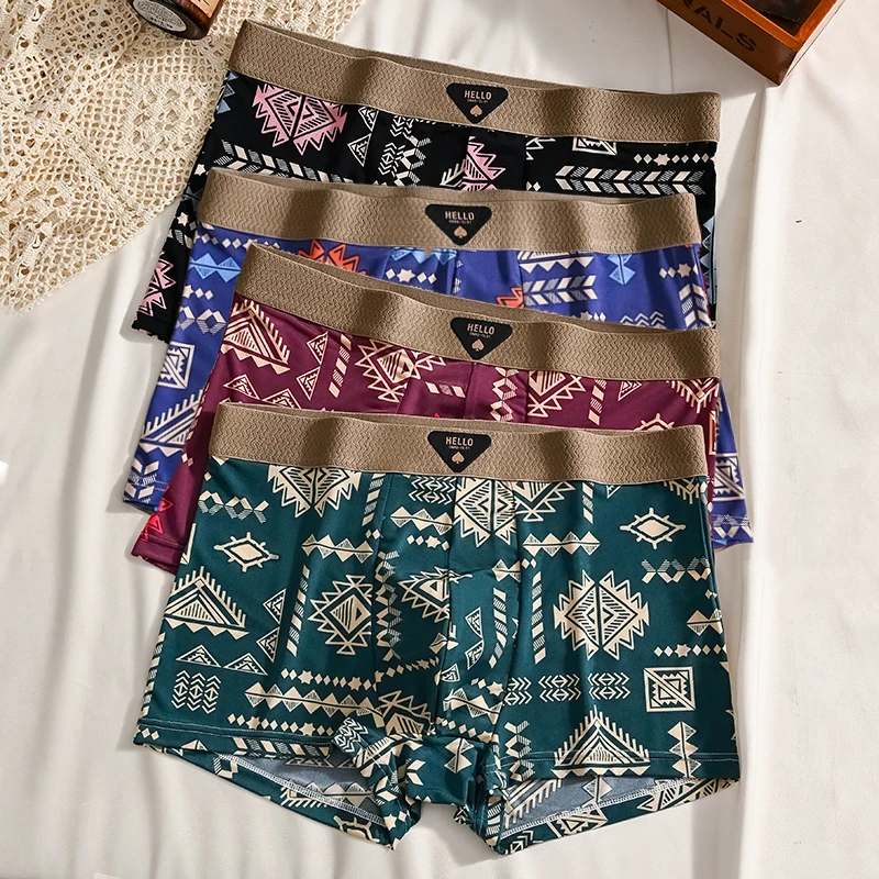 

1/4pcs Boxer Shorts Men's Ice Silk Underwear Cool Underpants Breathable Sexy Thin Panties U Convex Lingerie Wholesale Lots L-6XL