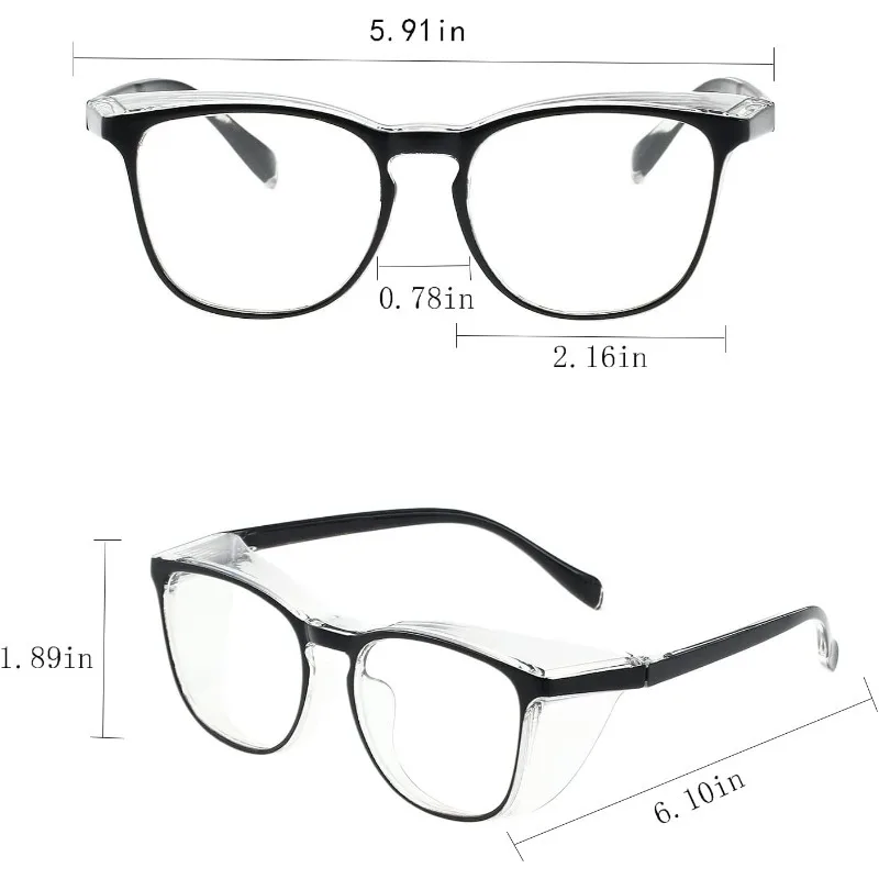 3-teilige Anti-Beschlag-Schutzbrille mit Seitenschutz und breiter Linsenabdeckung – Anti-Blaulicht, leicht und bequem – Detail 4