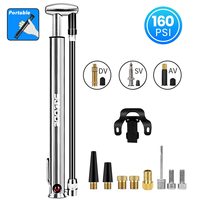 SGODDE Bicycle Pump 160PSI Aluminum Alloy Presta Schrader Floor Portable Hand Pump Inflator with AV DV SV for Cycling Balls Ti