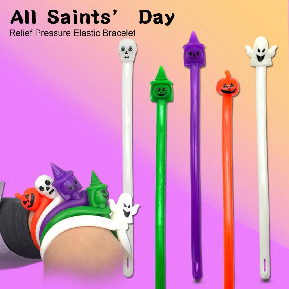 10PCS Halloween Elastische Seil Sensorischen Spielzeug Squeeze Release Angst Für Kinder Kürbis Stretchy Saiten Klassenzimmer Preis Party Gefälligkeiten