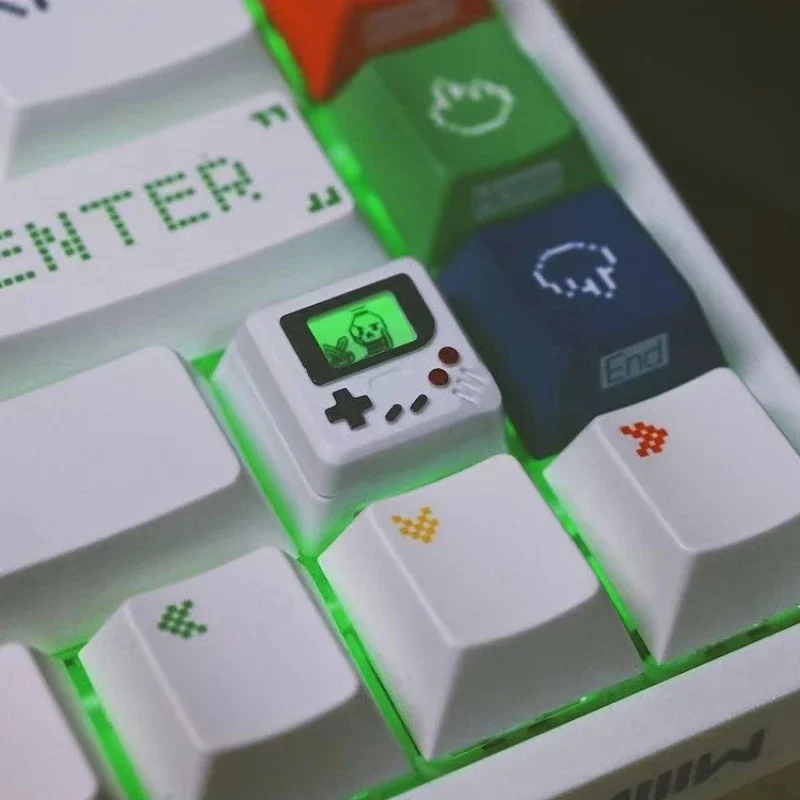 レトロな半透明のメカニカルキーボードのキャップ,創造的なキーキャップ,パーソナライズされた,手作り,ゲームボーイ,abs,アクセサリー,ギフト