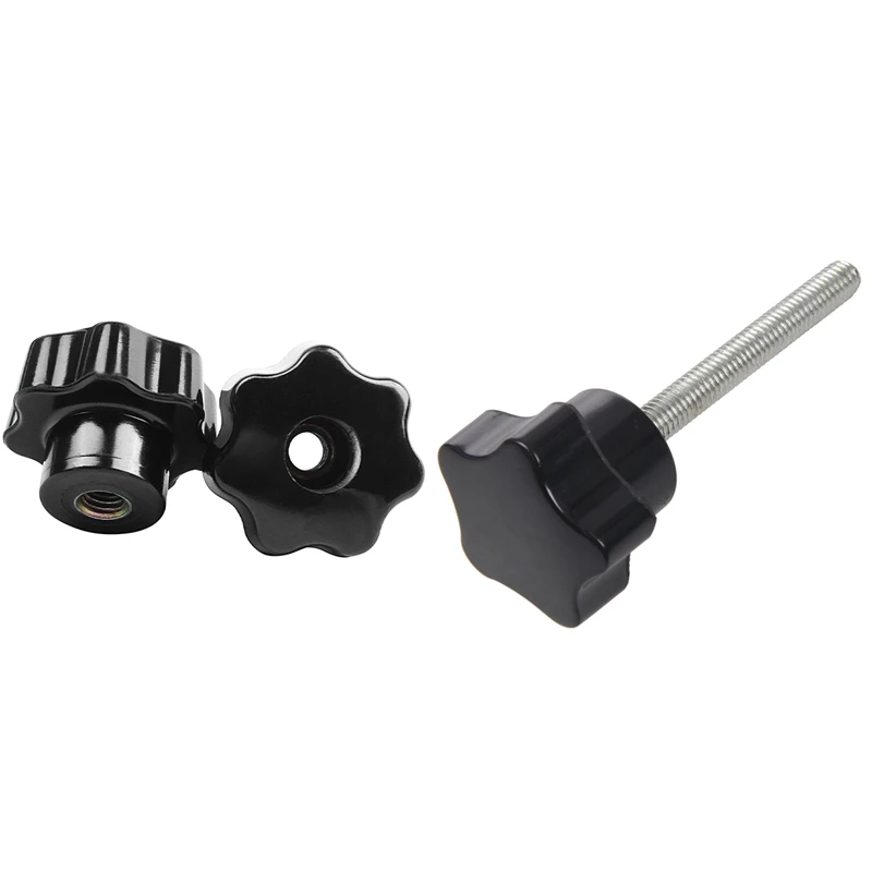 5 Pieces Black Star Grip Knobs, Female Thread Diameter 8Mm, Head Diameter 40Mm & 6 Pcs M6 X 50 Mm