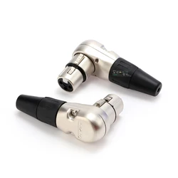 1Pcs REAN RC3FR curved 90 degree right angle L-shaped audio microphone XLR three-pin female plug HIFI accessories