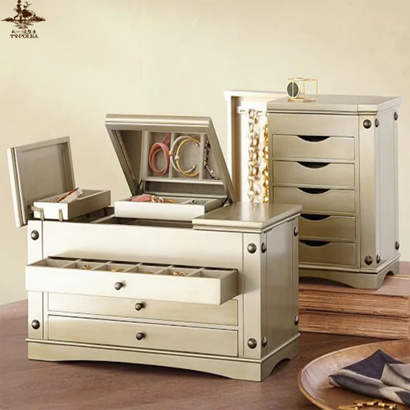 custom.Classic French Design Multi-function Wooden Jewelry Cabinet