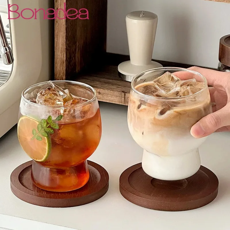 

Chubby Coffee Mug Americano Latte Glasses Cups Heat-Resistant Glass Water Cup Home Use Milk Cups Big Belly Breakfast Glasses Cup