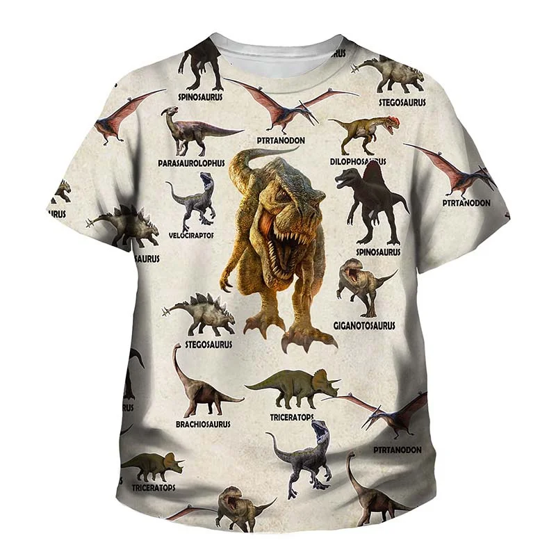 New Reptile Dinosaurs Printed T Shirt Men Women Casual Loose Short Sleeve Summer Fashion Black Tshirts Personality Kid Tees Tops