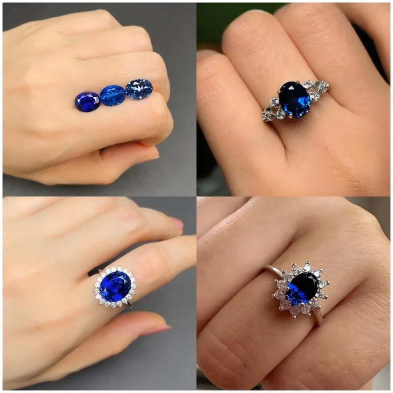 

Cobalt Spinel and Sapphire Lab Grown Stone Charms Gemstone Oval Cut Blue Color for DIY Jewelry Making Materials with Certificate