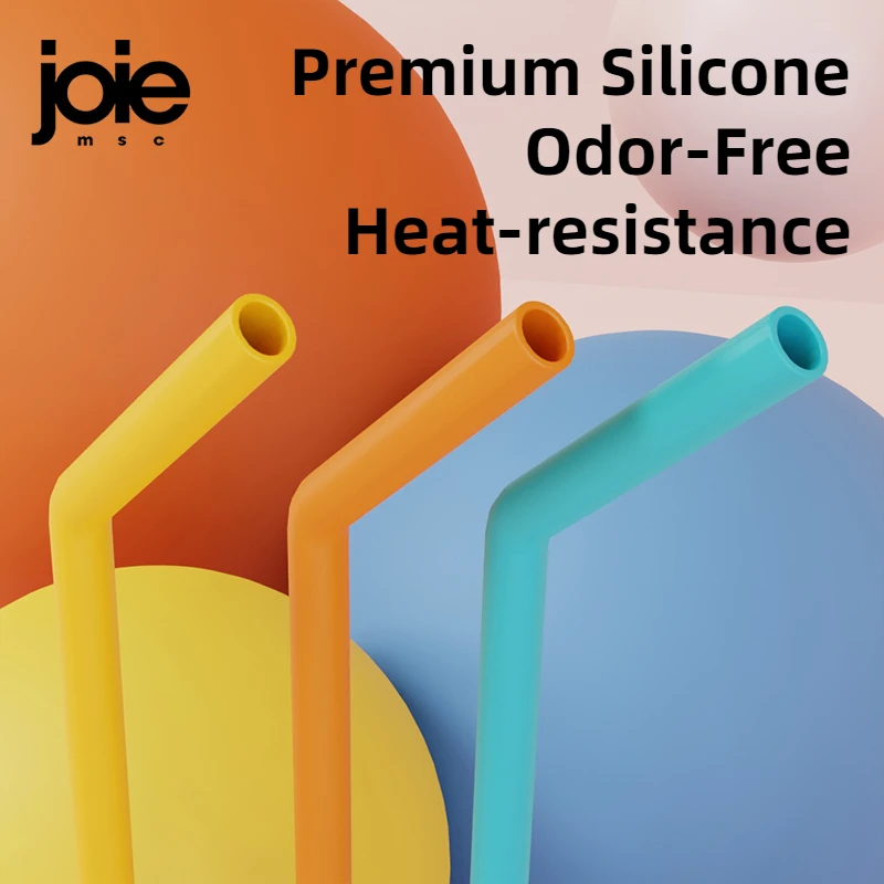 Joie Rainbow Silicone Straw 6pc Milkshake Cocktails Drinking Straw Odor-free Reusable Eco-Friendly Straw Drinkware Accessory