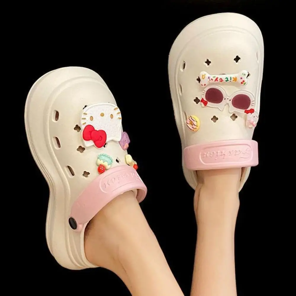 

Sanrio 2022, женские тапочки Eva с героями мультфильмов, летние милые уличные сандалии на толстой подошве для девочек, повседневные тапочки в стиле аниме Kawaii