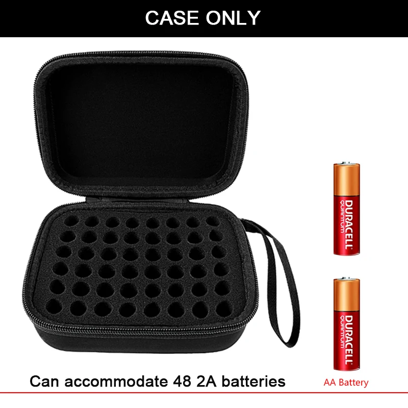 Hard Battery Organizer Storage Box Carrying Case - Holds 48 Batteries AA Material and Dimension - HQ EVA material light