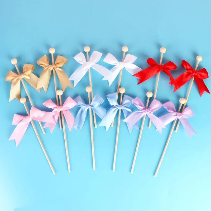 

100pcs Lollipop Stick Dessert Cake Topper for Kids Favor Birthday Wedding Party Cupcake Bow Decoration DIY Supplies