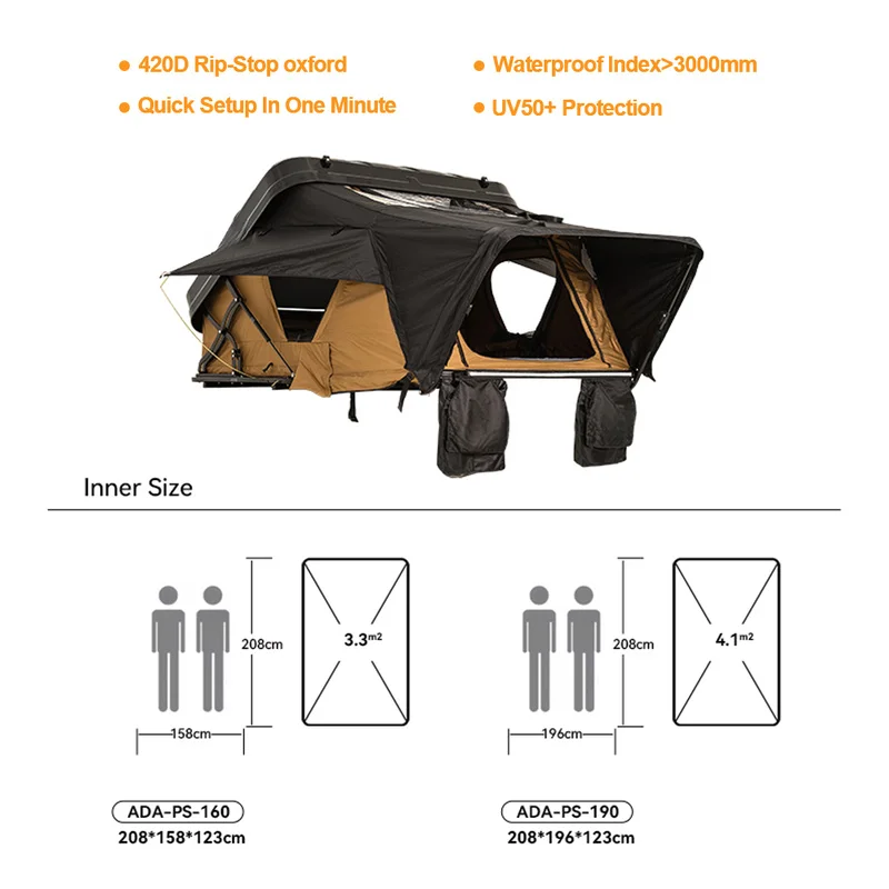 High Quality Pop Up Hardtop Shell Aluminum Roof Shelter Suit 4x4 Offroad Truck Family Camping Gear