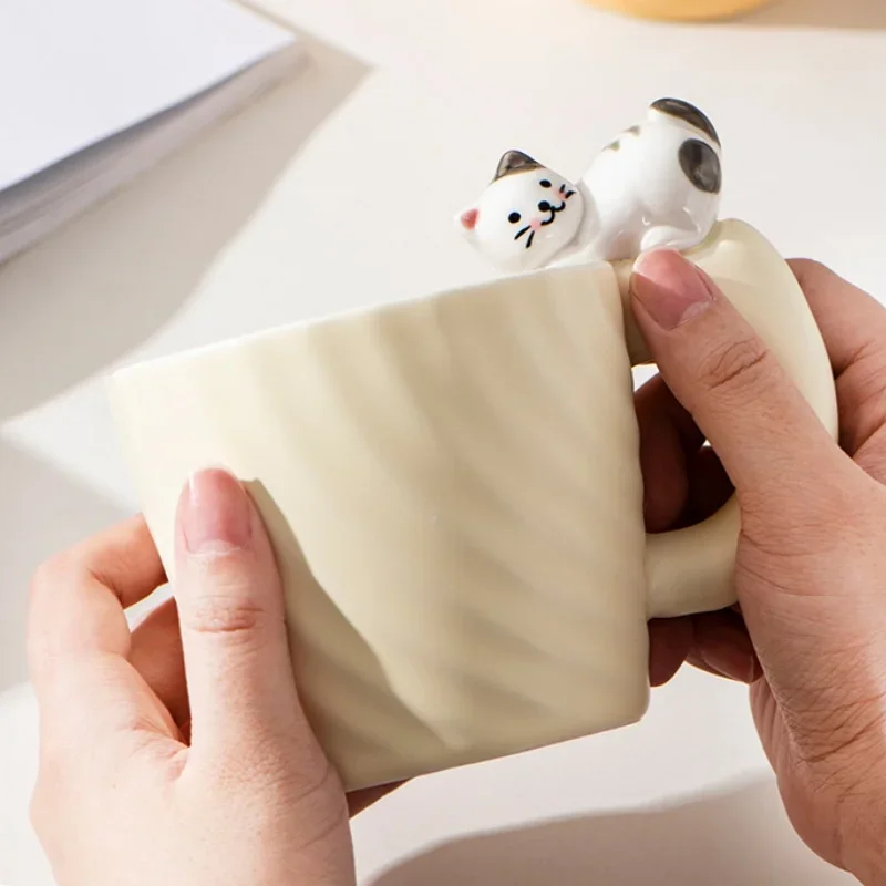 Creative Cartoon Cat Ceramic Mug Cute Cat Cup Children\'s Milk Breakfast Home Office Coffee Cups Tea Cup Gift Frends Drinkware