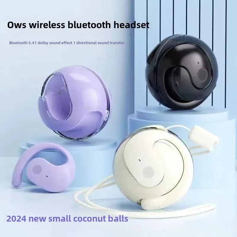 Hanging Ear Bluetooth Earphone Small Coconut Ball Out-ear Long Life Power Music High Latency Portable Bluetooth Earphone