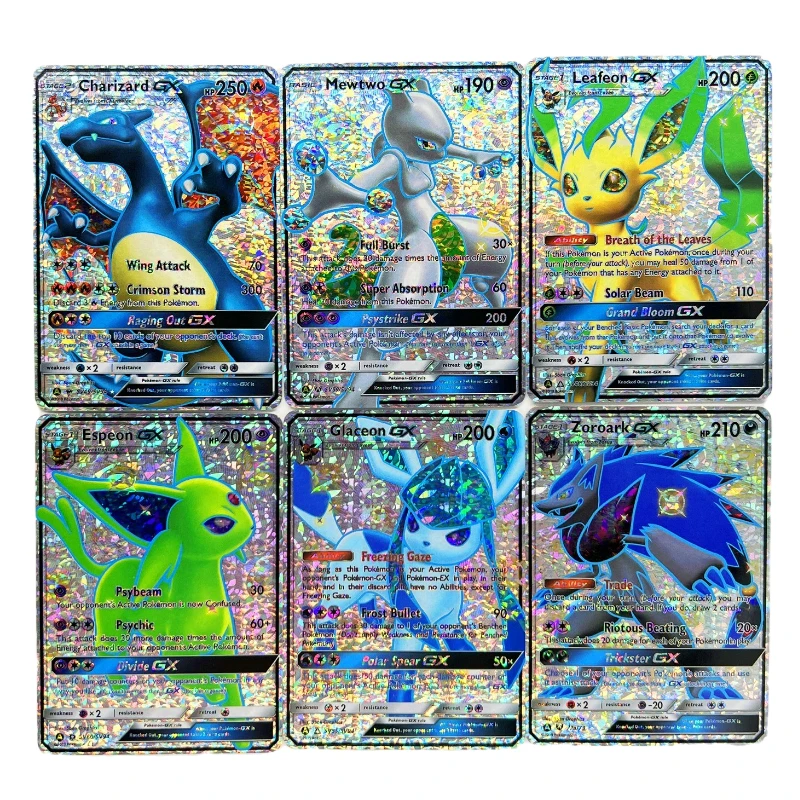 53Pcs Ptcg Gx Pokemon Refraction Charizard Greninja Replica Diamond Glitter Gauze Glitter Cartoon Anime Game Collection Card Toy