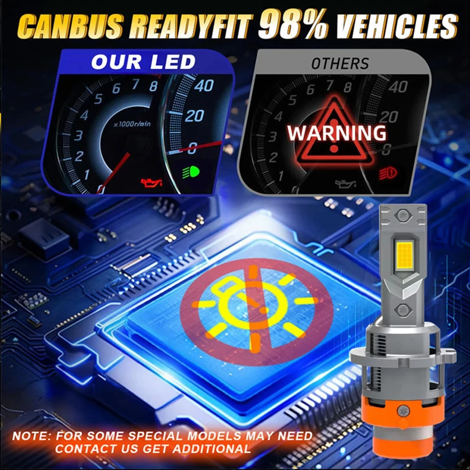 D2S D4S LED Car Headlight Bulbs D1S D3S Canbus Mini size light Wireless Fan D2R D4R Car Lamp HID Xenon 1:1 Turbo Auto Headlamp view 4