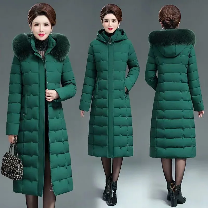 Imagem -05 - Parka Acolchoada com Capuz para Mulheres de Meia Idade Cabolsa Longo Jaqueta de Algodão Sobretudo Feminino Casual Cabolsa Quente de Inverno Novo 6xl 2023