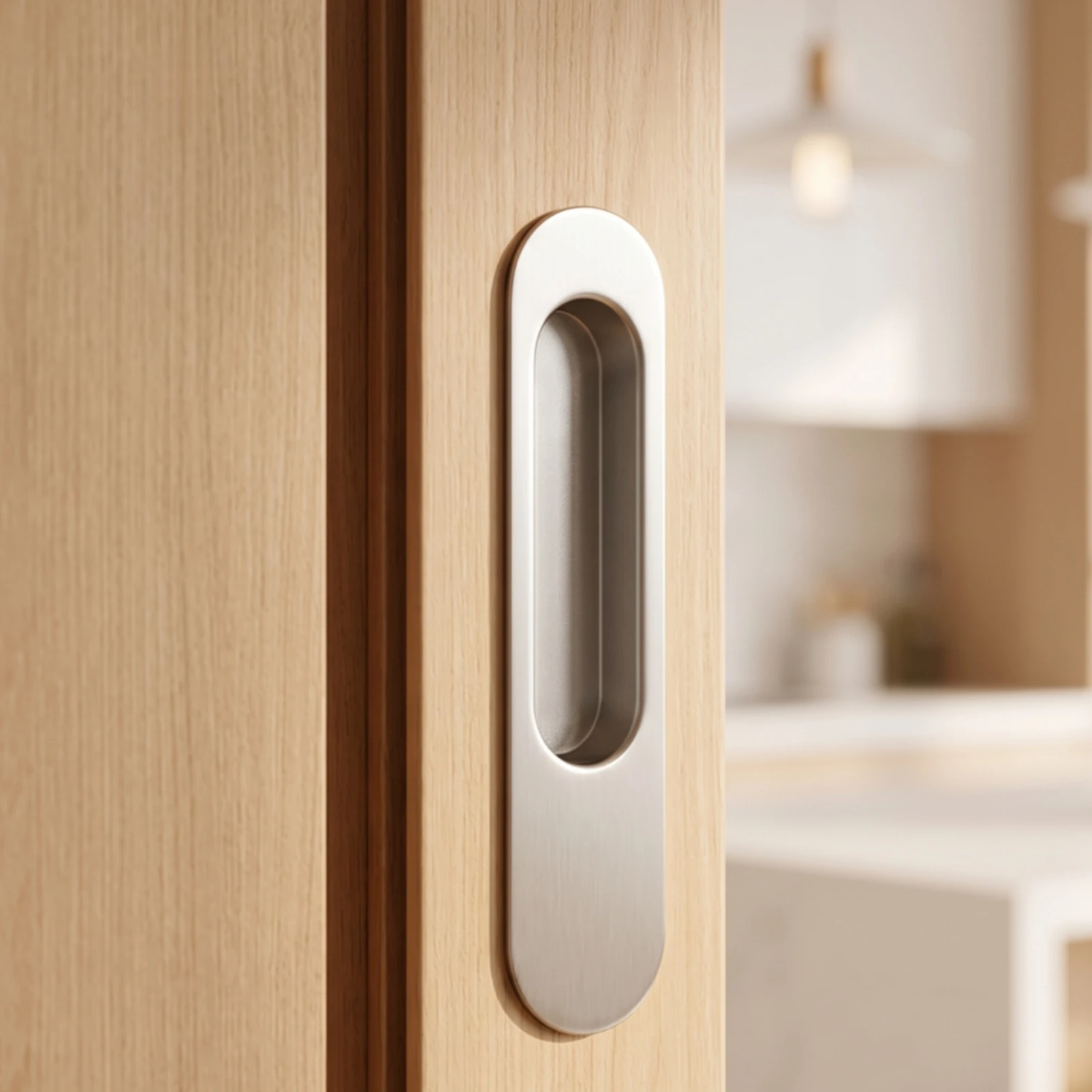 Recessed Pull with Finger Grip Minimalist Recessed Finger Flush Pull Sliding Door Handle Rectangular Smooth for Cabinets
