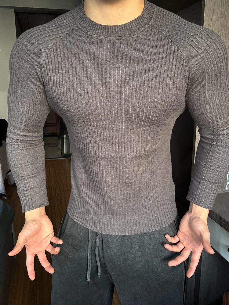 

Мужской зимний трикотажный свитер American Sle, облегающий, с длинным рукавом, для фитнеса, спортивный базовый слой