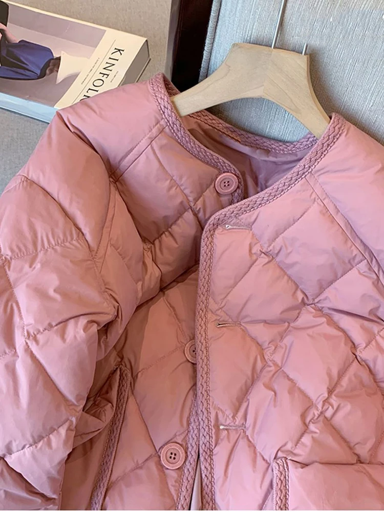 2023 New Cotton Padded Short Parkas Small Fragrance Women Down Jacket Winter Loose Jacket Warm Coat Big Pocket Female Outerwear