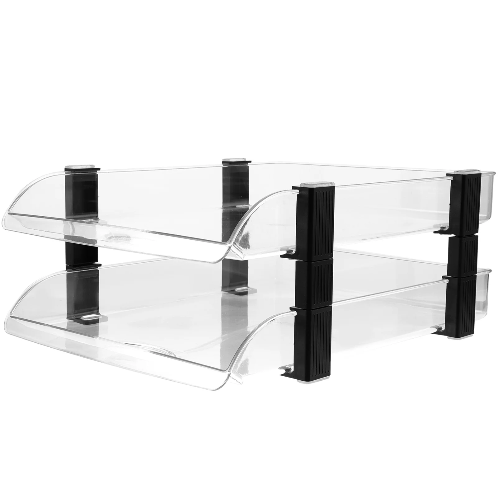 

Tray Desktop Storage Rack File Organizer for Magazine Paper Letter Transparent Office