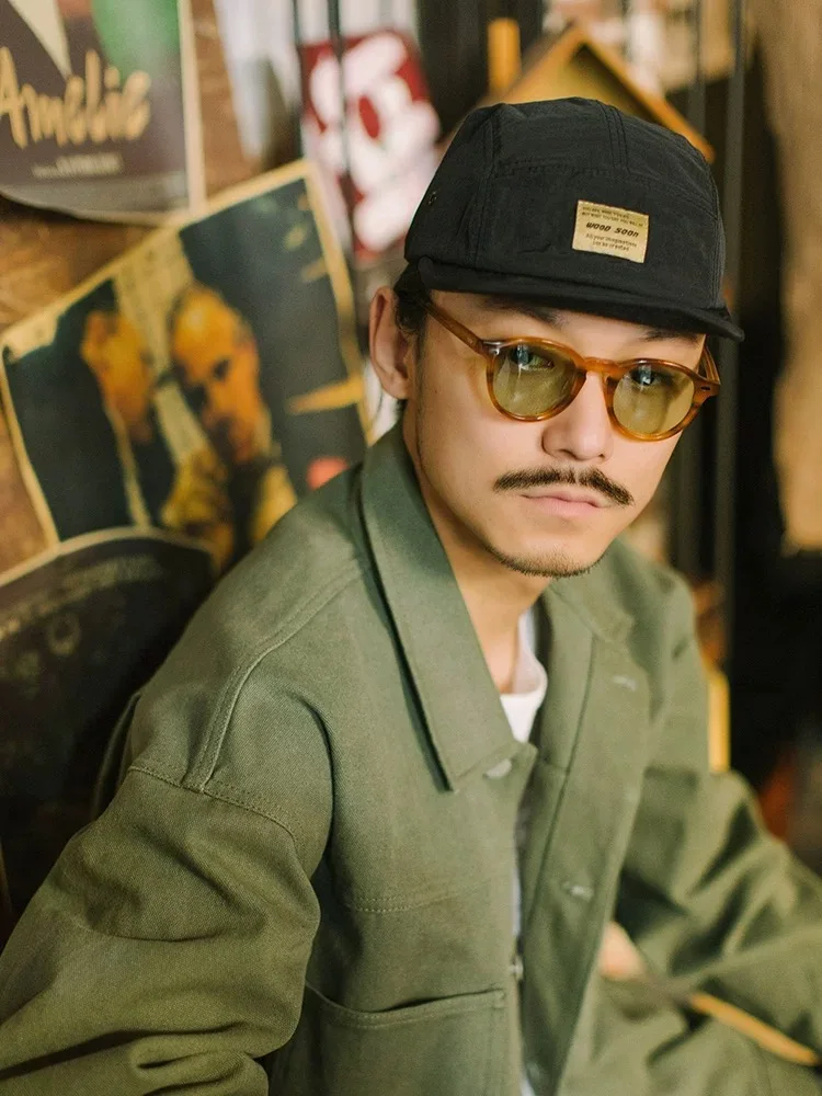 Japanische 5-Panel-Baseballmütze, schnell trocknend, atmungsaktiv, kurze Krempe, für Herren und Damen, Gesicht, kleines weiches Oberteil, Hip-Hop-Kappe, Damen-Mütze mit weicher Krempe – Detail 1