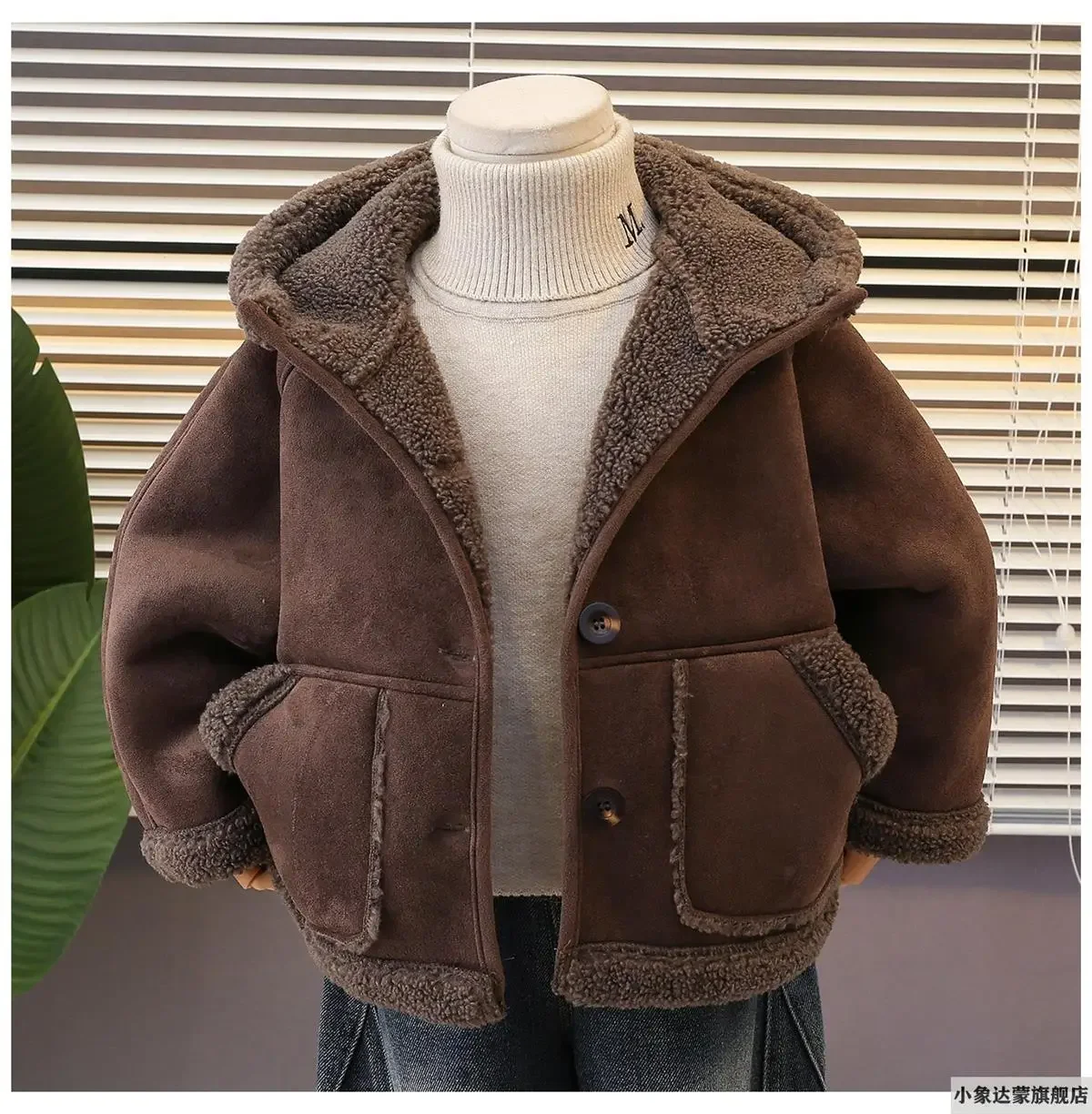 

Boys' Jacket Autumn And Winter 2026 New Style Children's Plush Thick Lamb Fleece Warm Coat 90-150cm