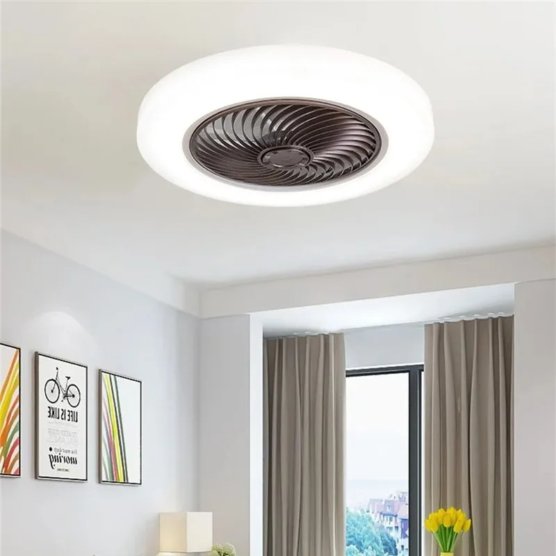 

Low Profile ceiling fan light minimalist Ceiling Fans Remote Control Ventilator 52cm Air Invisible Blades Retractable Silent