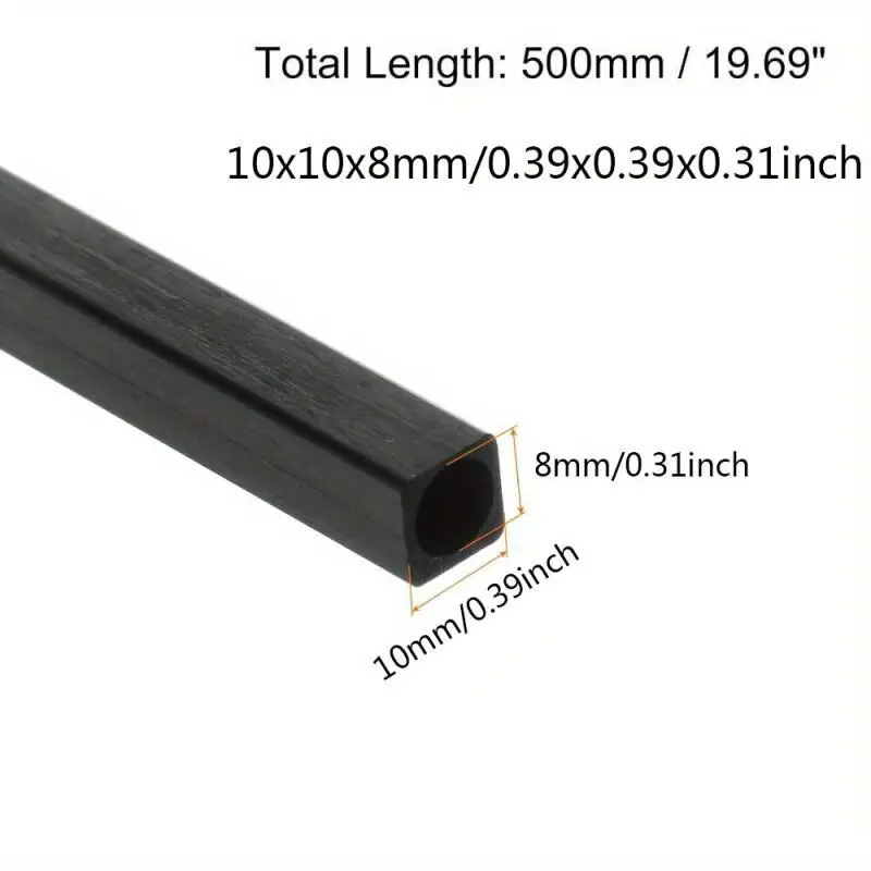 1-3 stuks koolstofvezel vierkante buis, 2 mm 3 mm 4 mm 5 mm 6 mm 8 mm 10 mm buitendiameter, 250 mm / 500 mm lengtes rond/vierkant interieur