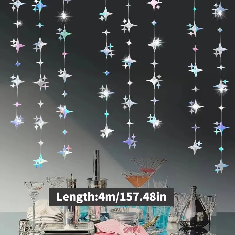 24PCS/28PCS Decorated Star Garland Polka Dots Flow With Valentine's Day Party New Year Glitter Shower Curtain Props